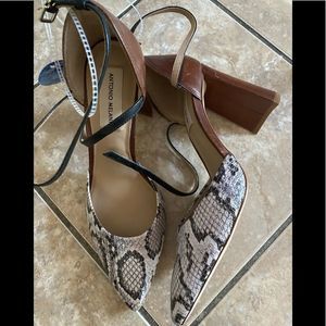 Antonio Melani 9 Snake Print Sandals Heels Block